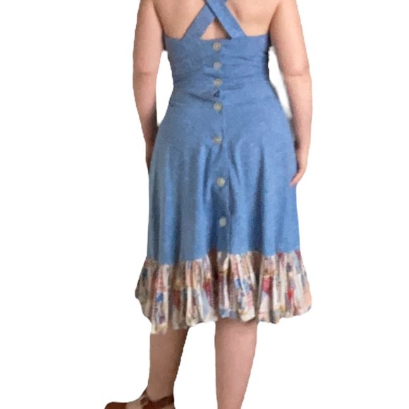 THE HOLLIE: Vintage 1970s Hollie Hobbie Chambray Apron Sundress - Picture 5 of 12